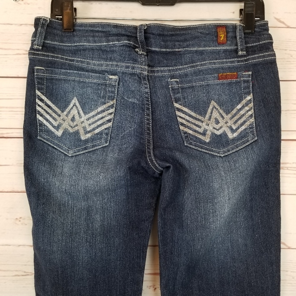 7FAM Women's 26 A Pocket Straight Leg Dark Jeans